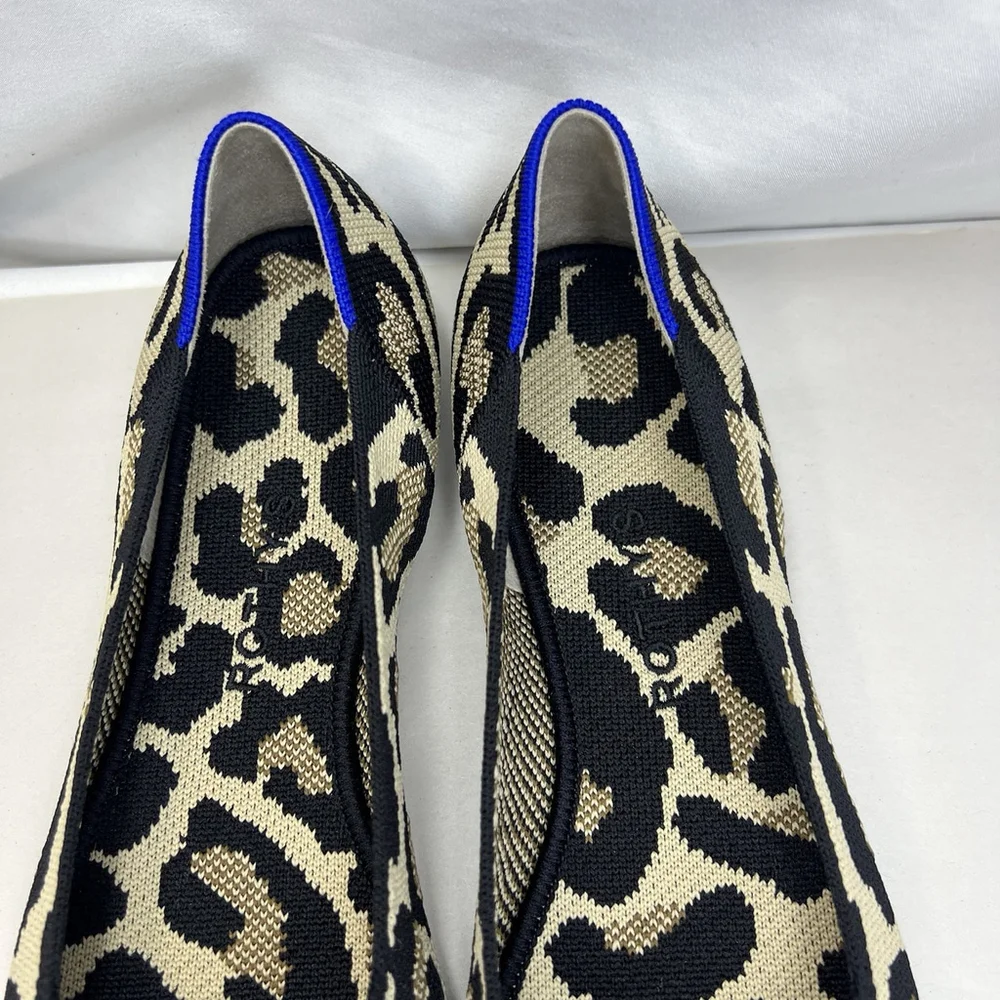 Rothy’s Pointed Toe Flats 11.5 Wild Cat Leopard Cheetah Soft Slip On Womens Shoe - Picture 5 of 13